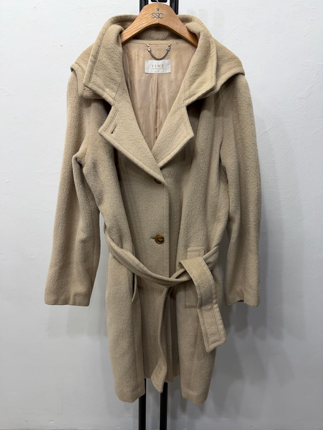 정품) TIME 타임 한섬 벨티드 코트 베이지 88 상품이미지1