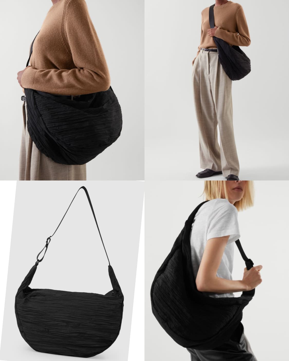 COS 코스 플리츠 스모크드 크로스 바디백 가방 블랙 상품이미지4
