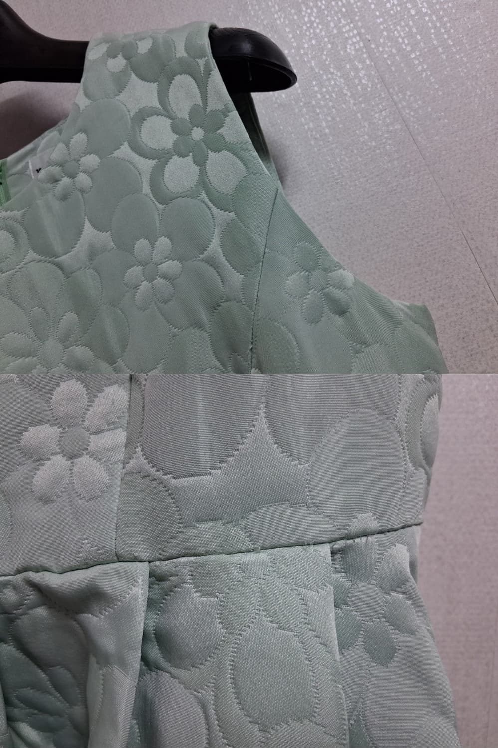 일본빈티지 mikiflle 입체플라워 패턴 민트 민소매원피스 하객룩원피스 상품이미지4