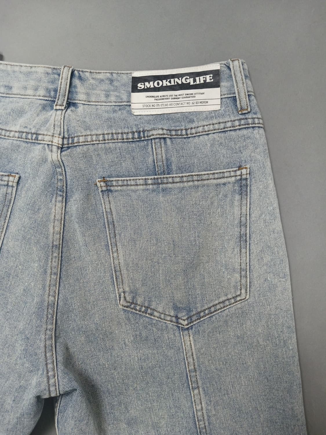 [34] 스모킹라이프 연청 스톤워싱 와이드 스트레이트진 청바지 상품이미지10