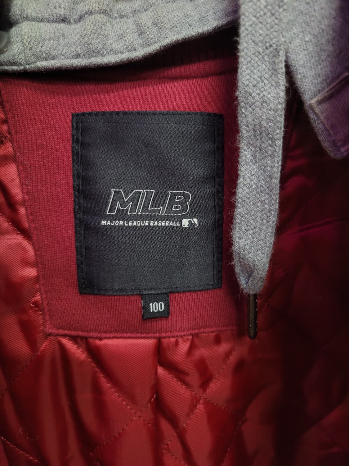 MLB 보스턴 레드삭스 후드 야구 점퍼 코튼 바시티 버건디 진네이비 상품이미지3