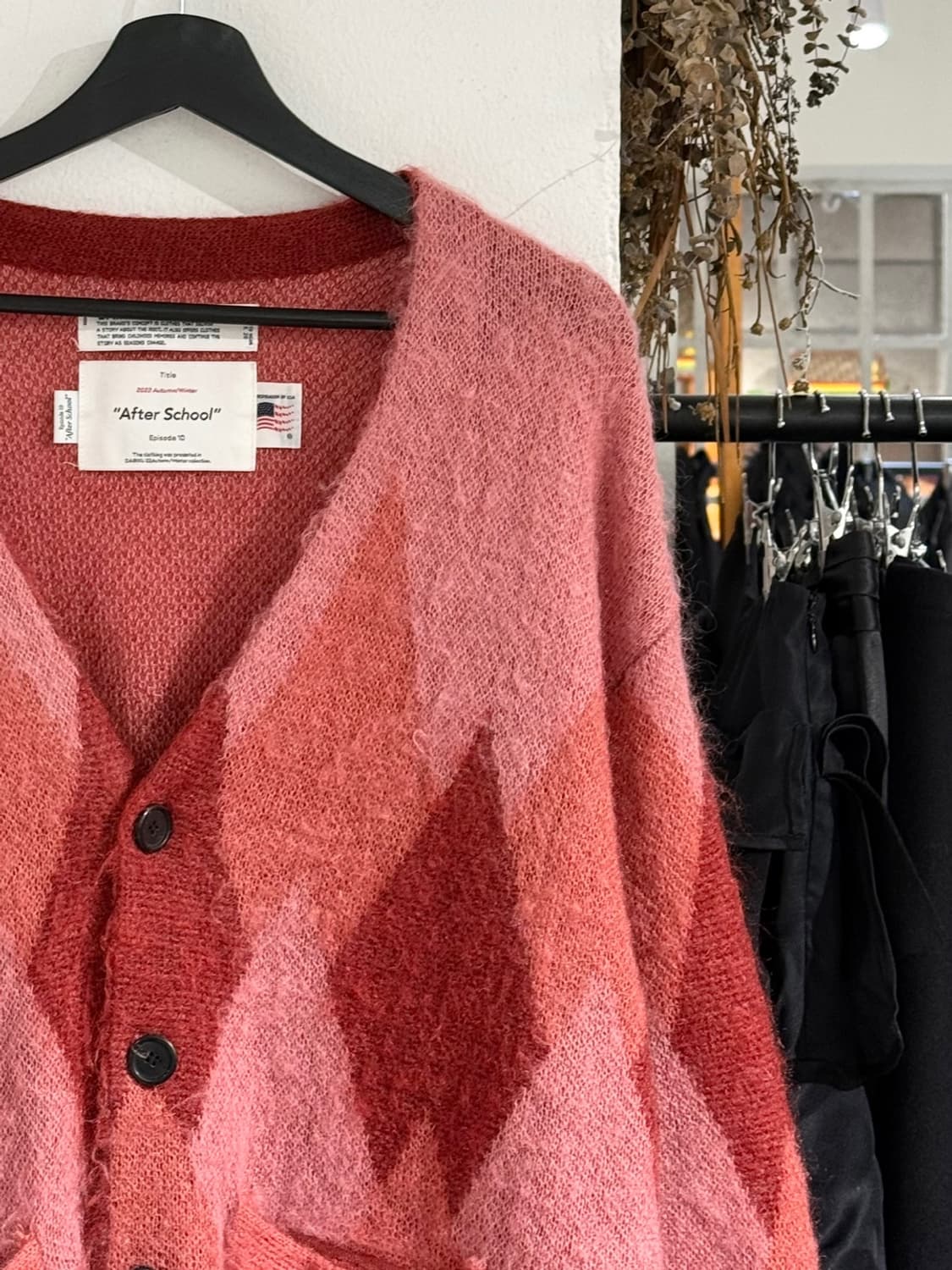 다이릭 22aw After School 레드 아가일 모헤어 니트 가디건 상품이미지3