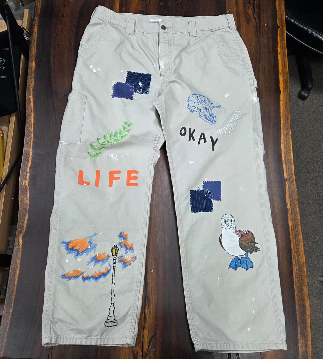 S.O/핸드드로잉, 자수, 패치워크 커스텀 팬츠 상품이미지2