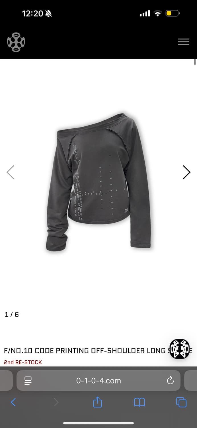 0104 코드 프린팅 오프숄더 롱 슬리브리스 상품이미지1
