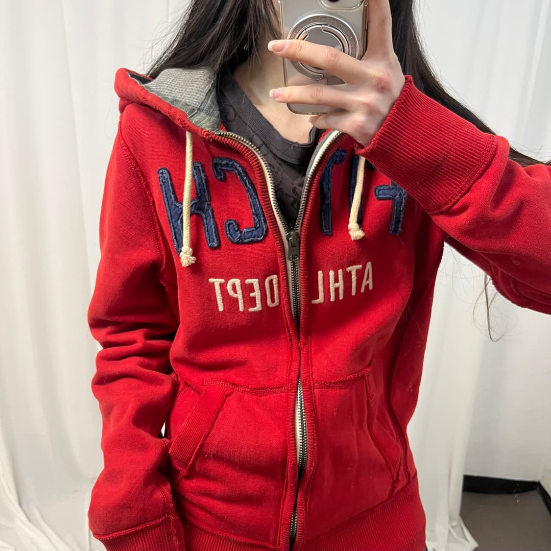 Abercrombie Red Hood Zip-up 상품이미지3