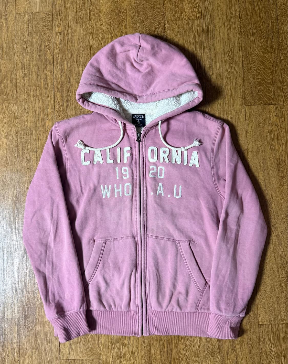 (희귀 대장템!!)후아유 딸기우유 뮤트 핑크 양털 후드집업 상품이미지1