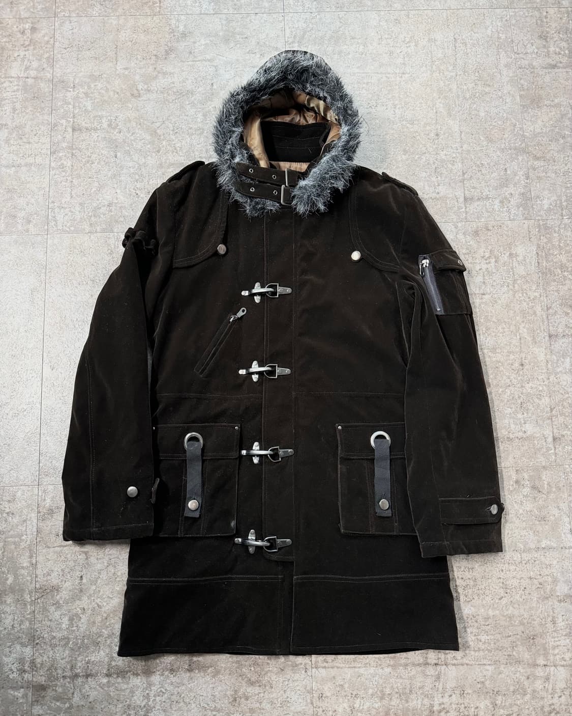 벨벳 파이어맨 후크 퍼 후디드 코트 상품이미지2