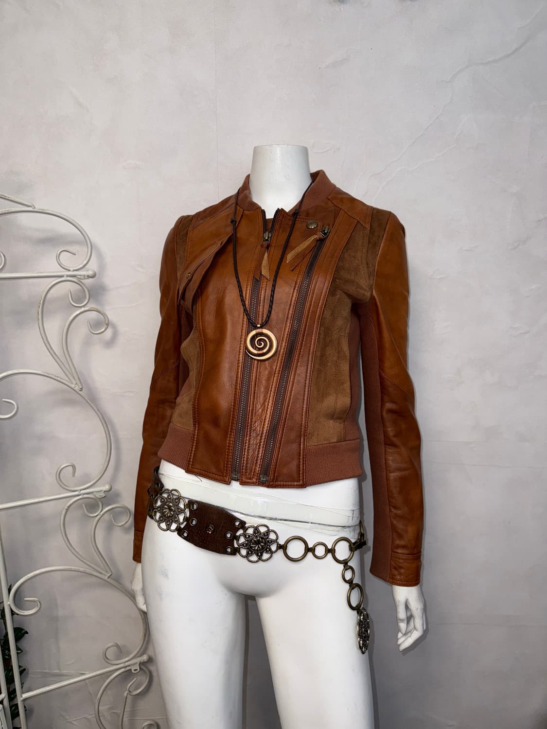 Camel brown lamb skin western detail jk 상품이미지4