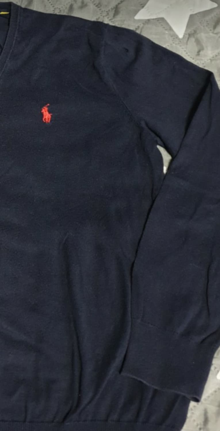 폴로랄프로렌 피마코튼 브이넥 니트 네이비 (M) 상품이미지7