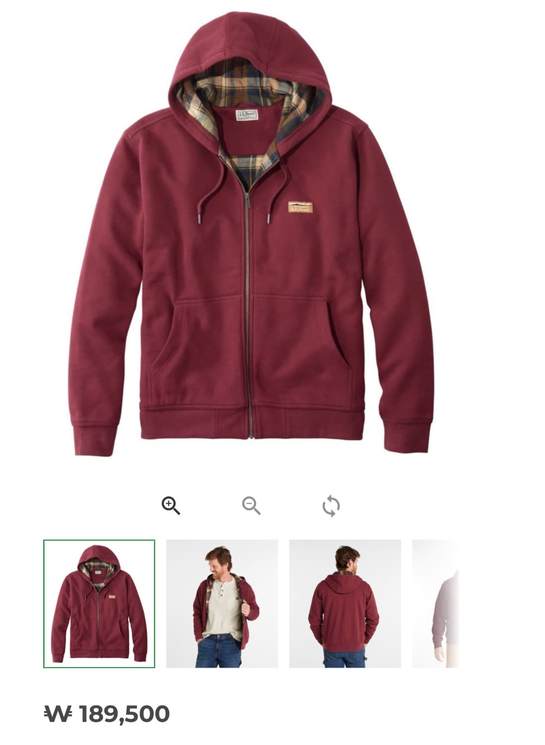00s 엘엘빈 후드 집업 버건디 상품이미지8