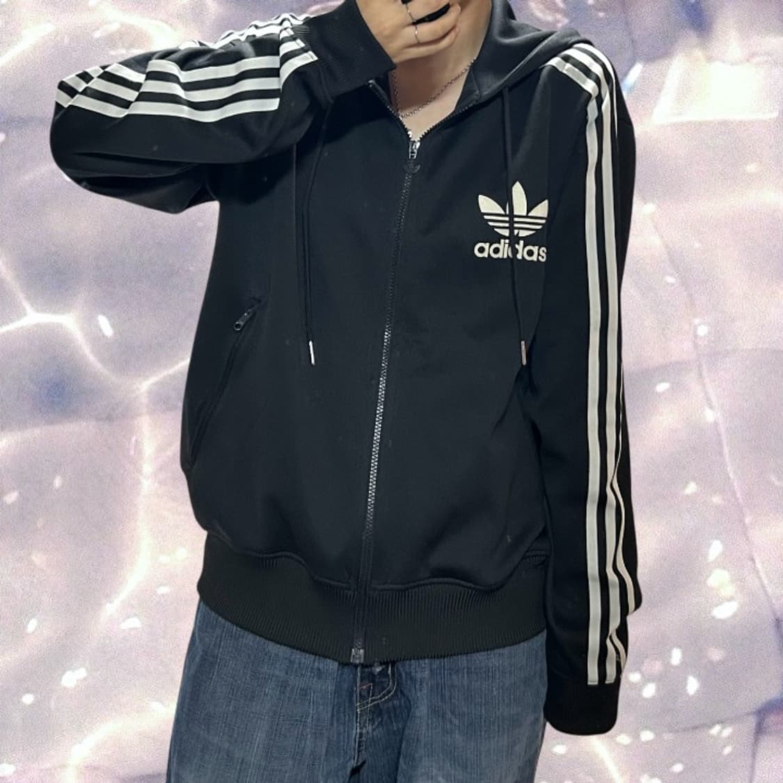 00s 아디다스 플락 후드 집업 져지 블랙 L 상품이미지2