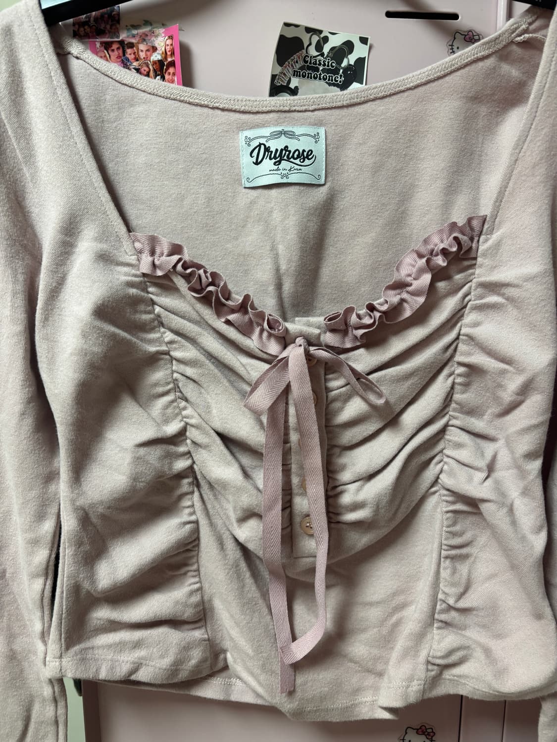 드라이로즈 레이스 셔링 버튼 탑 상품이미지2