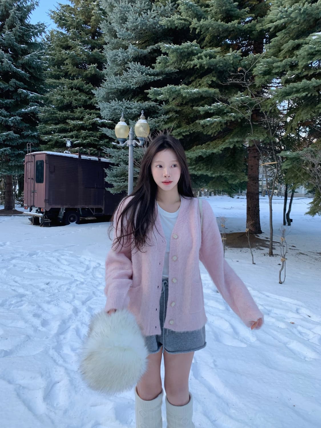 Leeds 리즈 테디 알파카 가디건(핑크) 상품이미지4