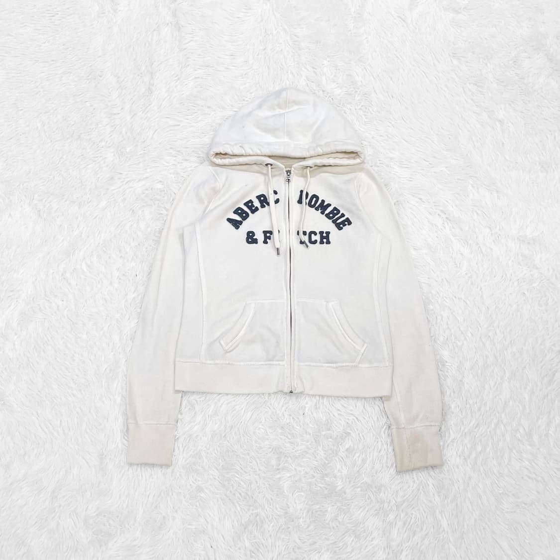 아베크롬비 아치 로고 후드집업 화이트 상품이미지2