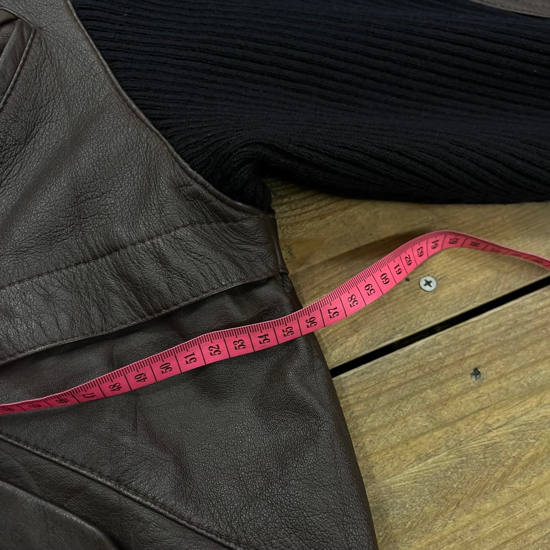 빈티지 이태리 양가죽 니트 배색 가죽자켓 상품이미지6