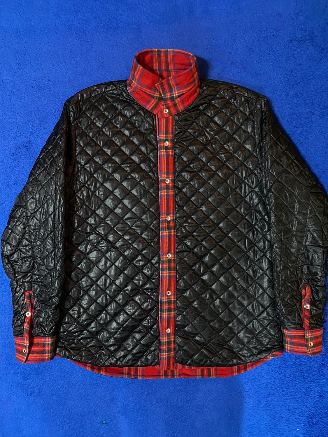 YESEYESEE 예스아이씨 퀼팅 울 레드 체크 셔츠 자켓 L 상품이미지6