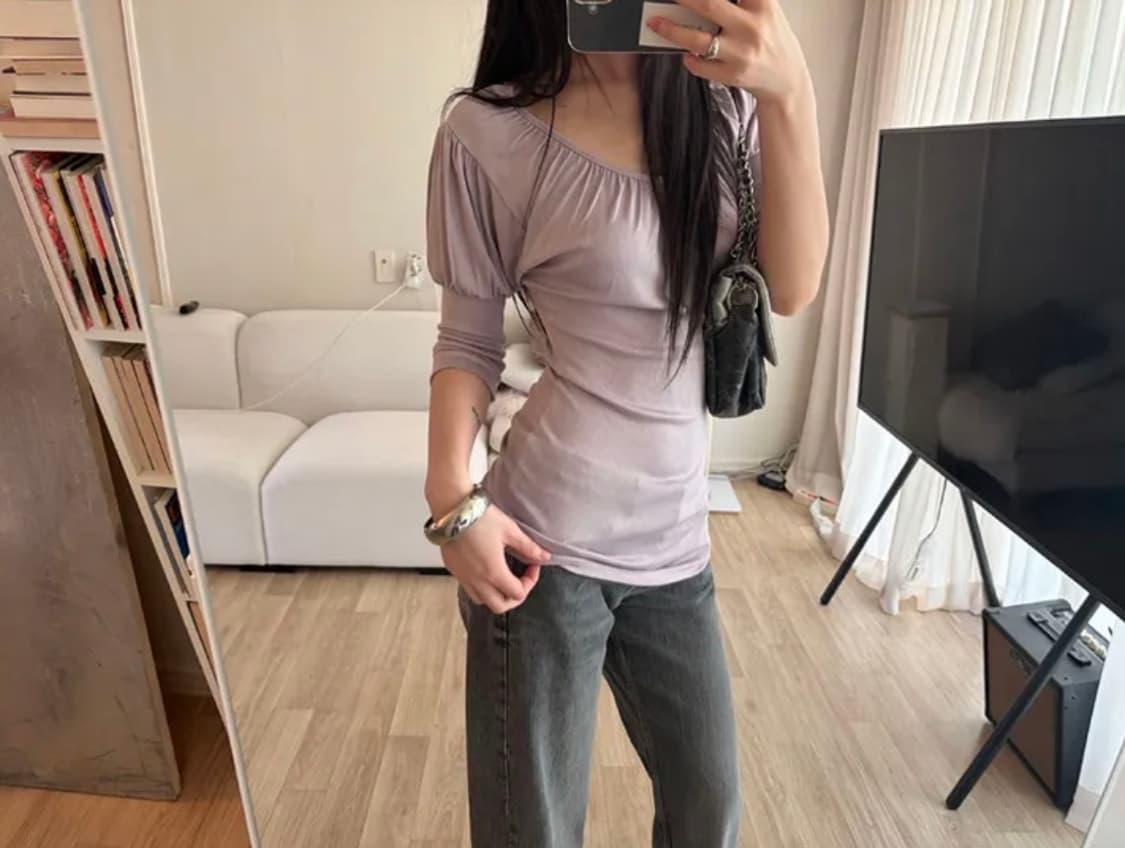 퍼프슬림롱티 새상품 퍼플 상품이미지1