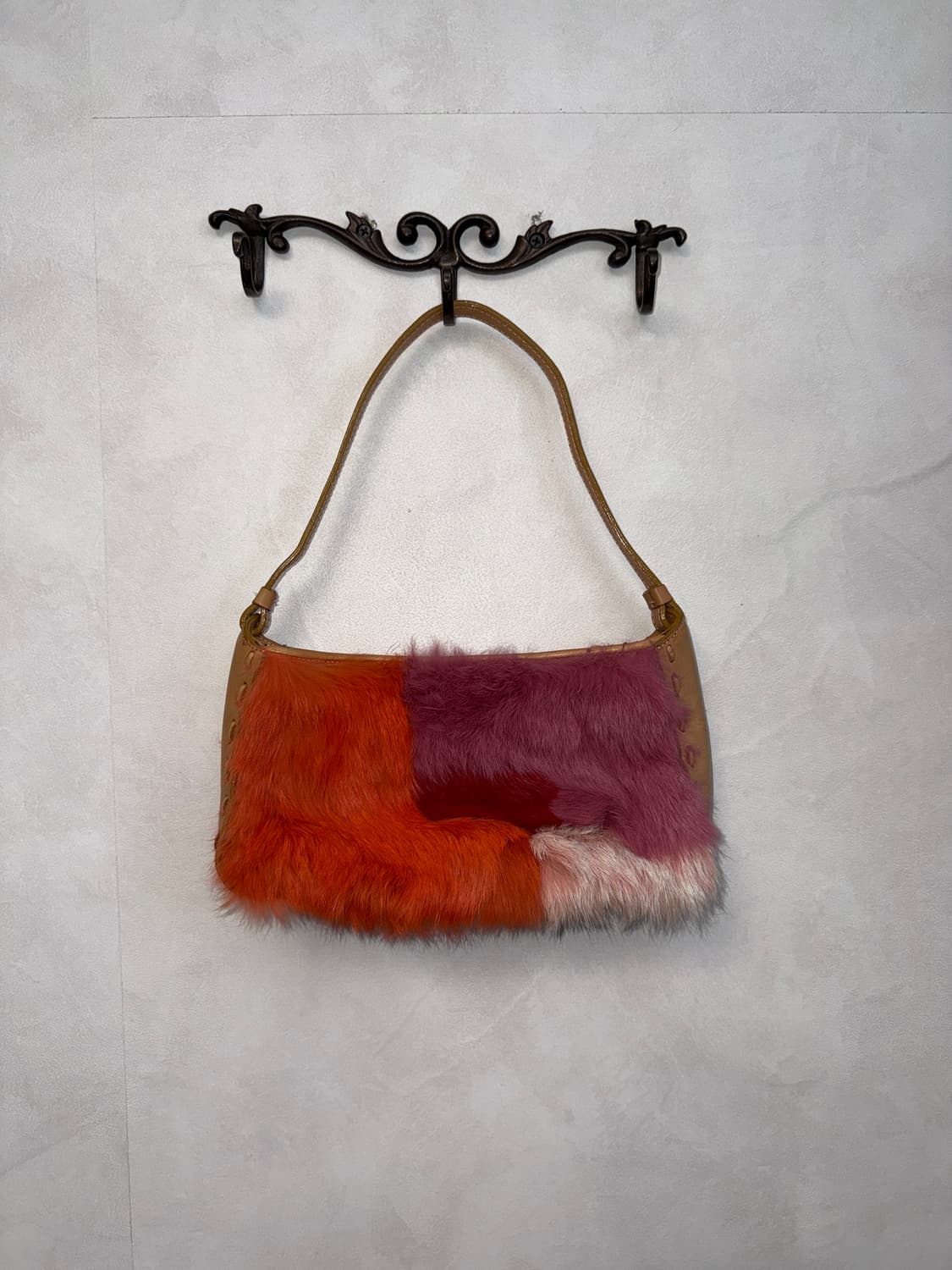 Pink orange mixed fur stitch 숄더백 상품이미지4
