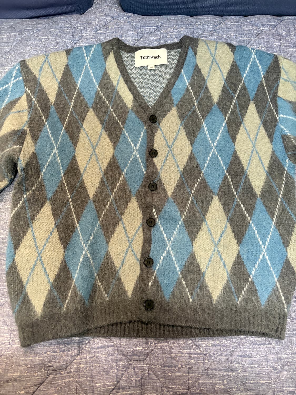 토니웩 아가일 가디건 블루/그레이 L 상품이미지2