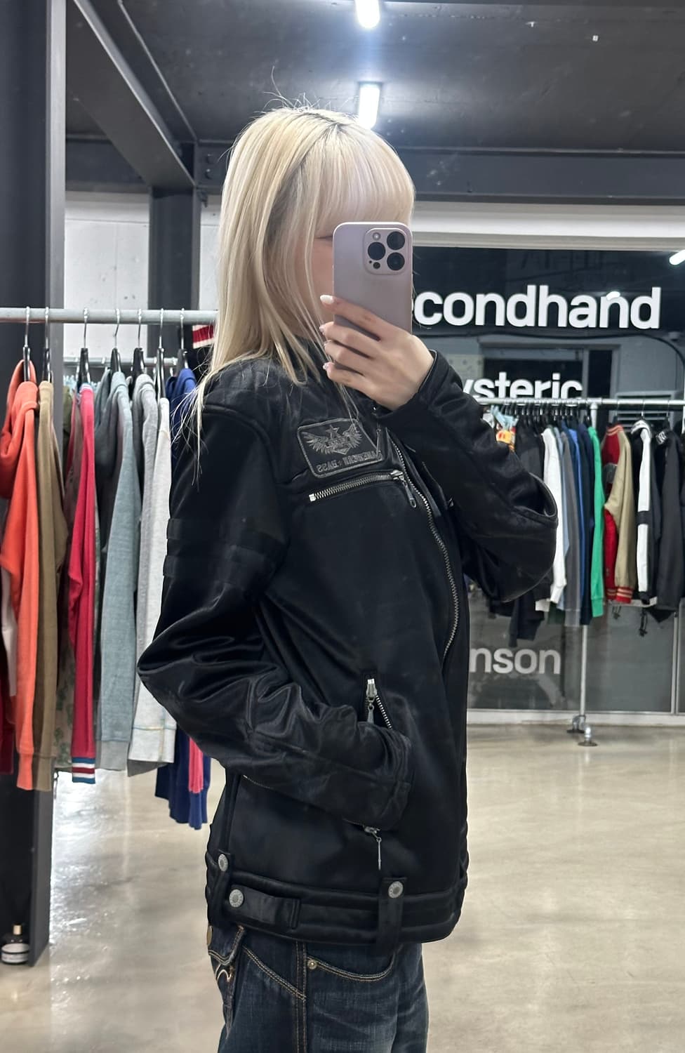 벤슨 스컬자수 넥버클 레이싱 자켓 상품이미지1