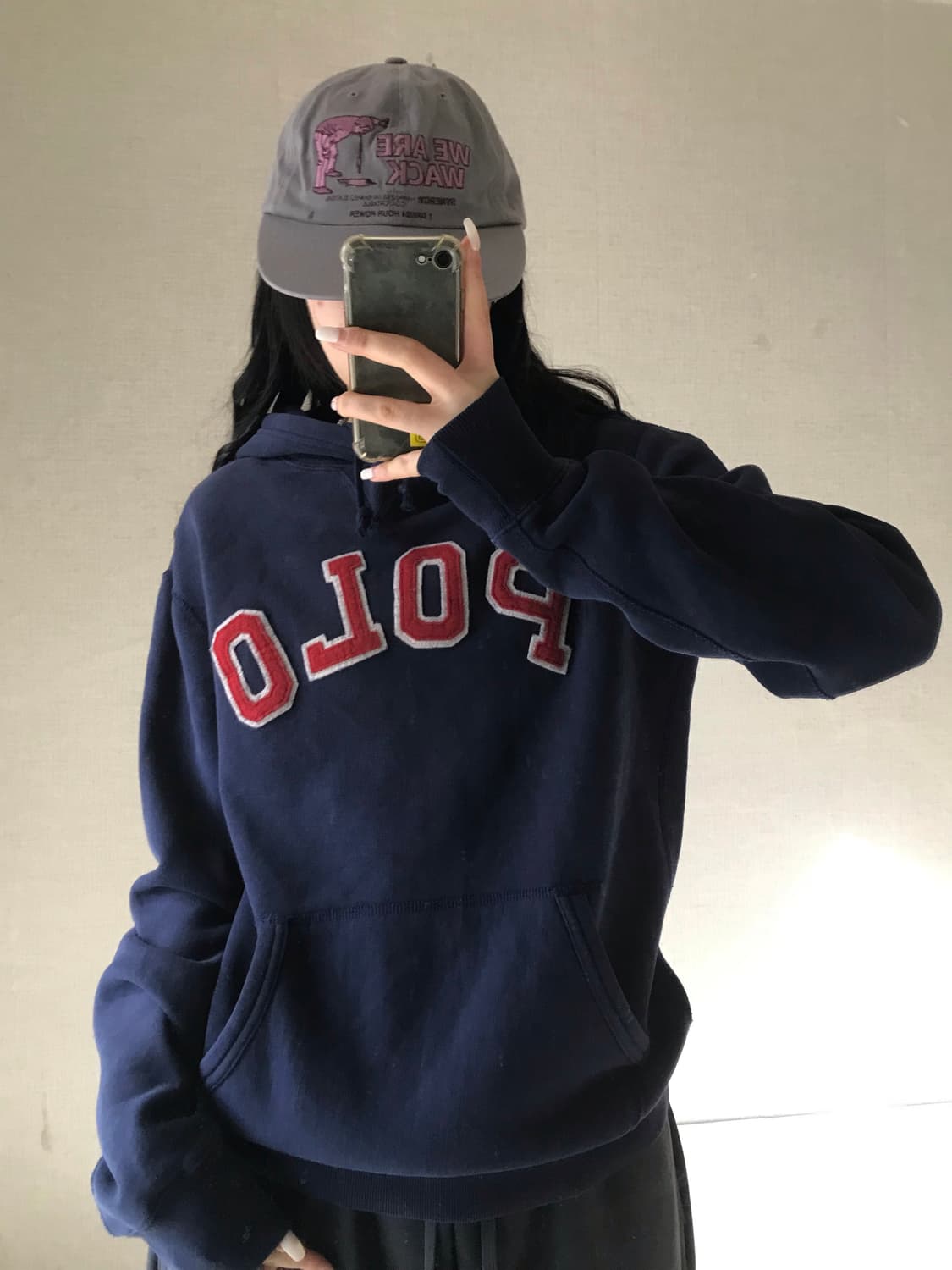 폴로 네이비 빅로고 후드티 상품이미지1