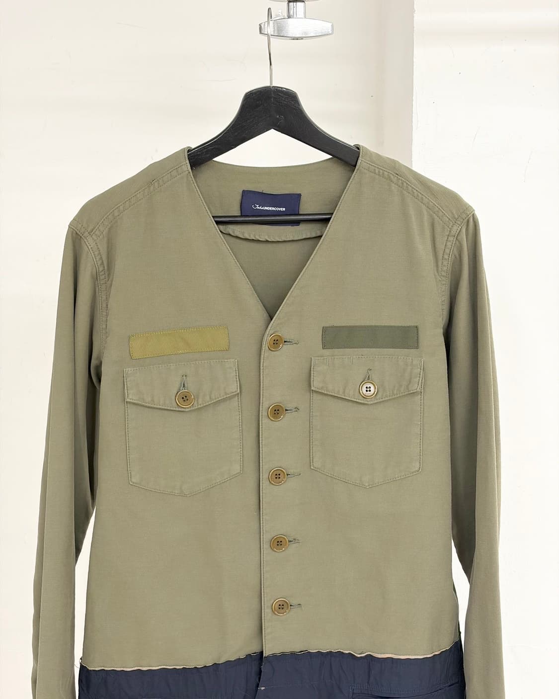 존 언더커버 카키 네이비 배색 도킹 롱자켓  상품이미지4