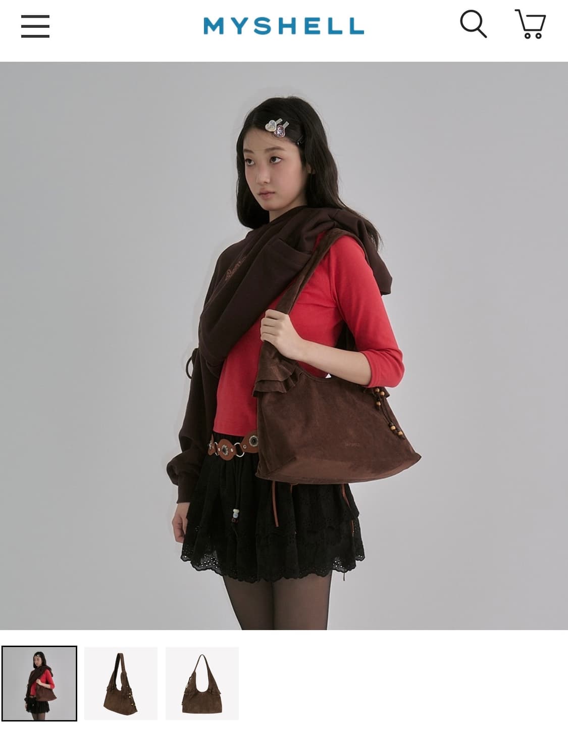 마이쉘 버디 스웨이드 숄더백 상품이미지1