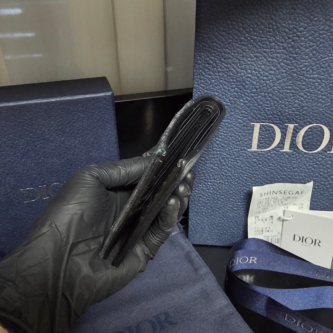 {클로젯}[풀구성+영수증]디올 새들 디올 오블리크 자카드 반지갑 상품이미지6