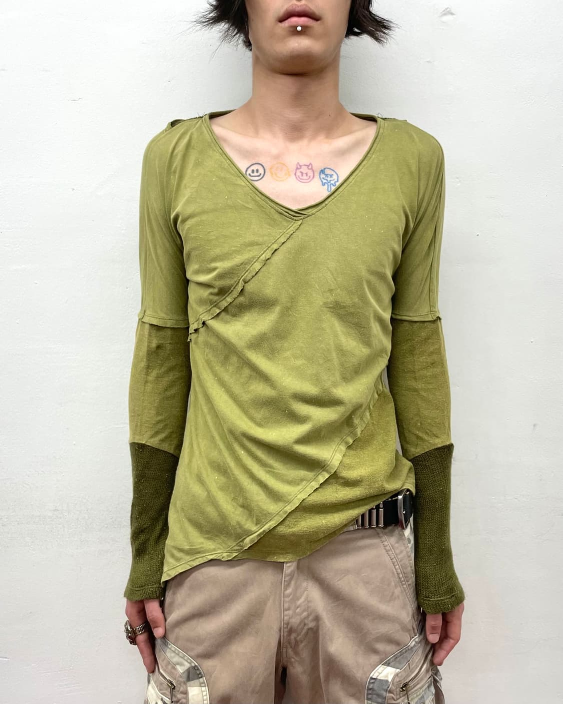 Patchwork Green Rough Long Sleeve 상품이미지1