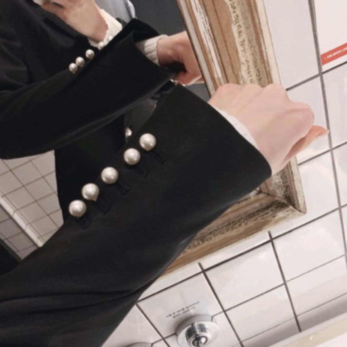 로즈팩토리 스티치 자켓 S 진주 버튼 블랙 아네로즈 시에 로즈니 로아르 상품이미지10