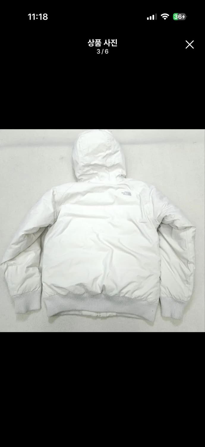 노스페이스 화이트 후드 패딩 자켓 M 상품이미지3