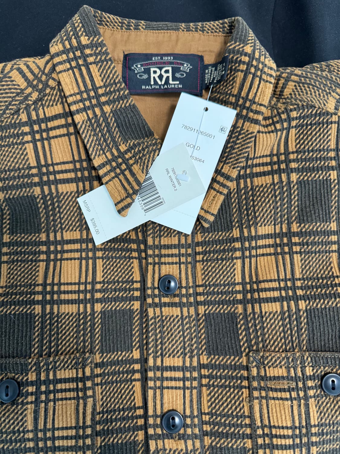 RRL 더블알엘 져지 워크셔츠 골드 블랙 S 상품이미지4