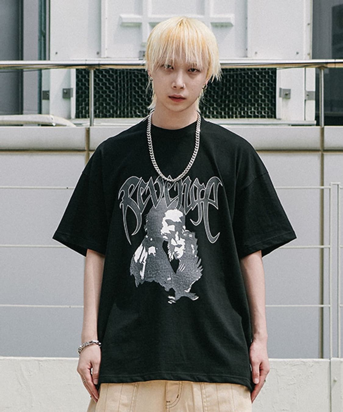 로어링라드 데미지 크로우 오버 티셔츠 블랙 XL 상품이미지1