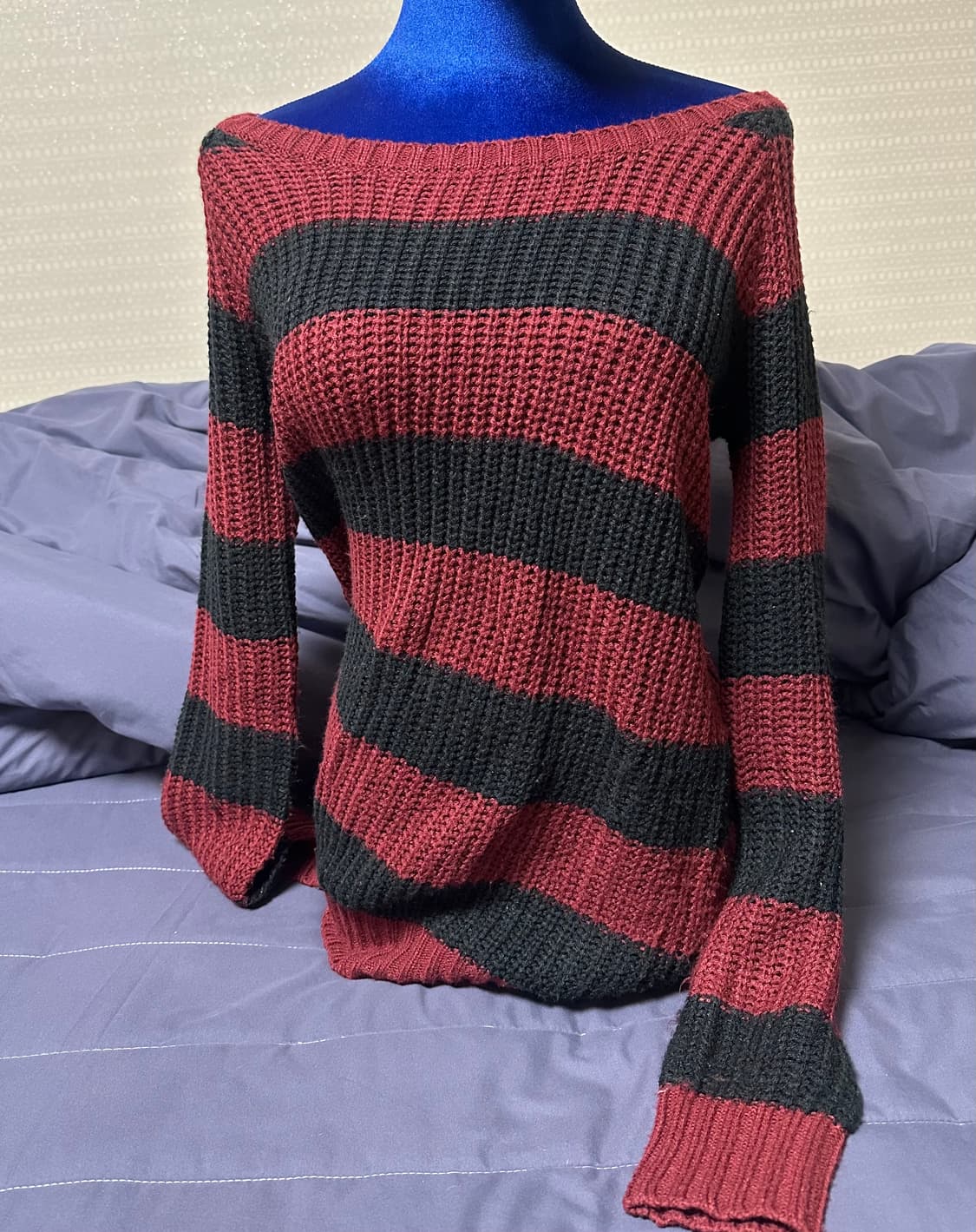 빈티지 레드 단가라 니트 상품이미지1