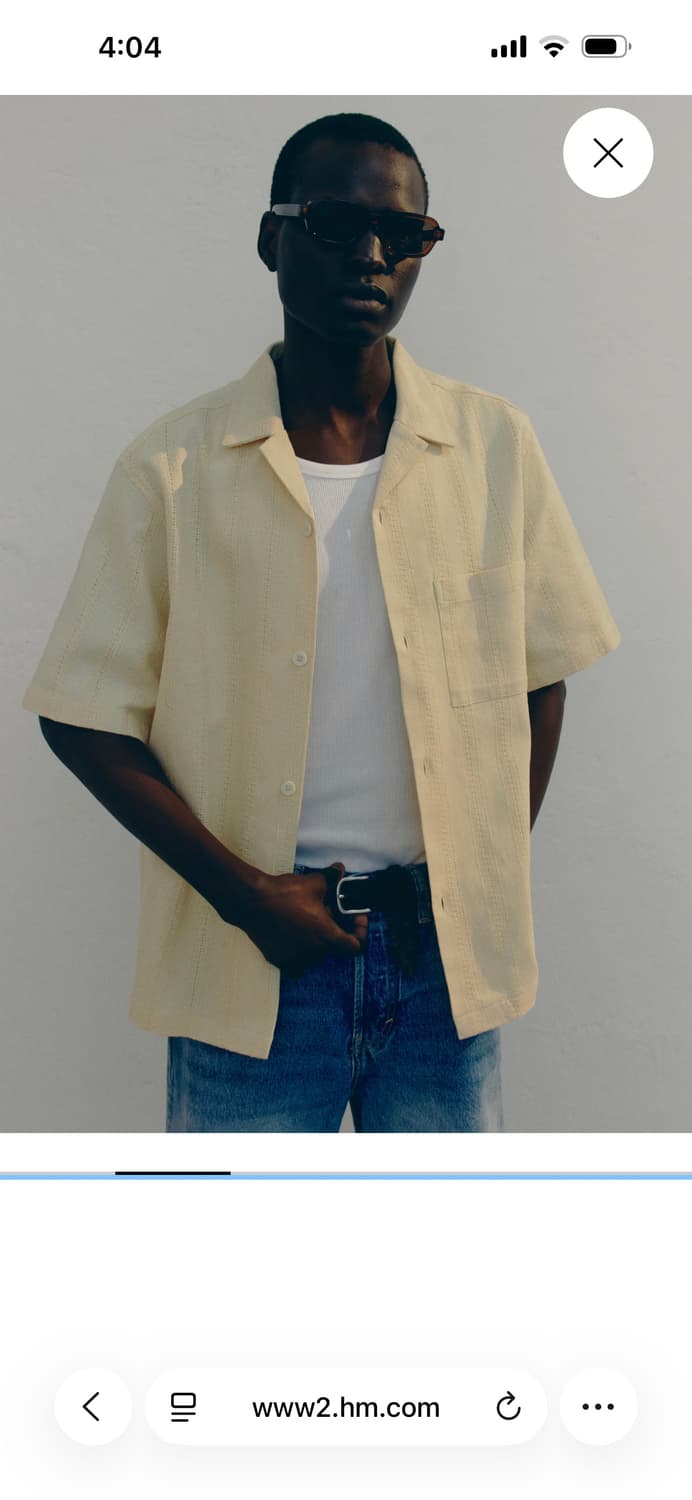 에이치엔앰 H&M 남성 텍스쳐 캠프 셔츠 레귤러핏 (105)   상품이미지1