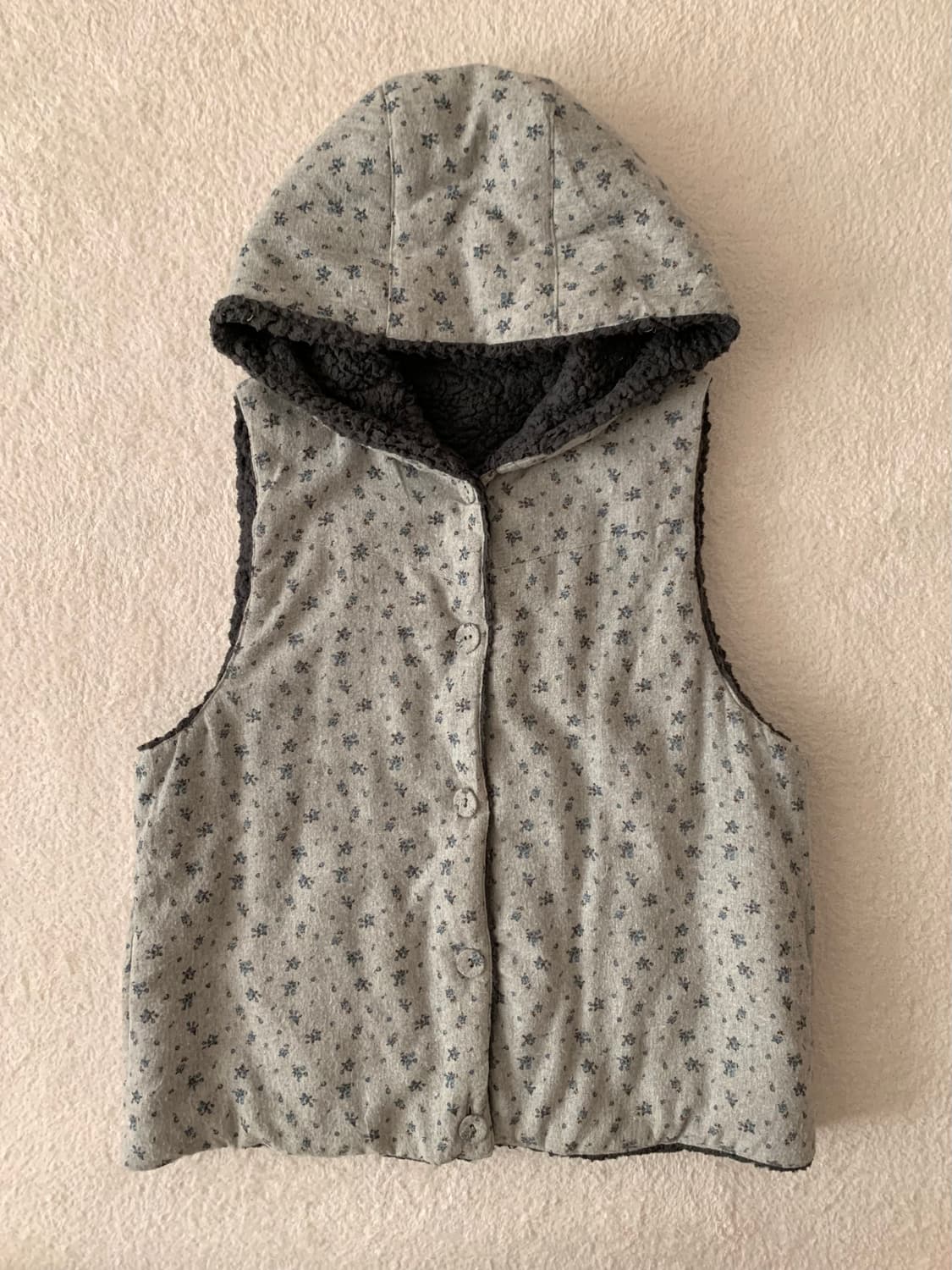 잔꽃 양털 후드 조끼 상품이미지2