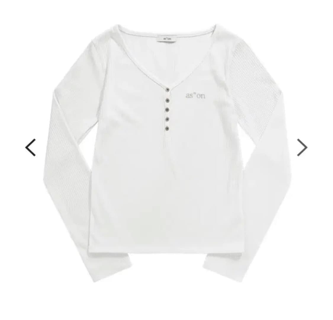 (미개봉 새상품) 애즈온 위시 립드 버튼 티 화이트 wish button 상품이미지1