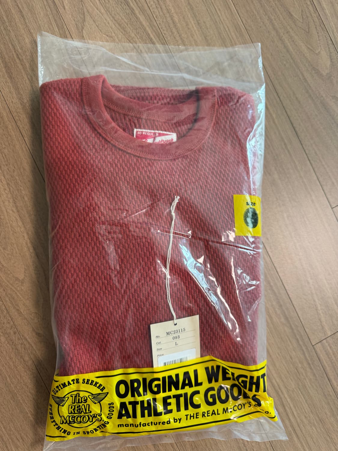 리얼맥코이 와플 써멀 롱슬리브 티셔츠 레드 L사이즈(새상품) 상품이미지1