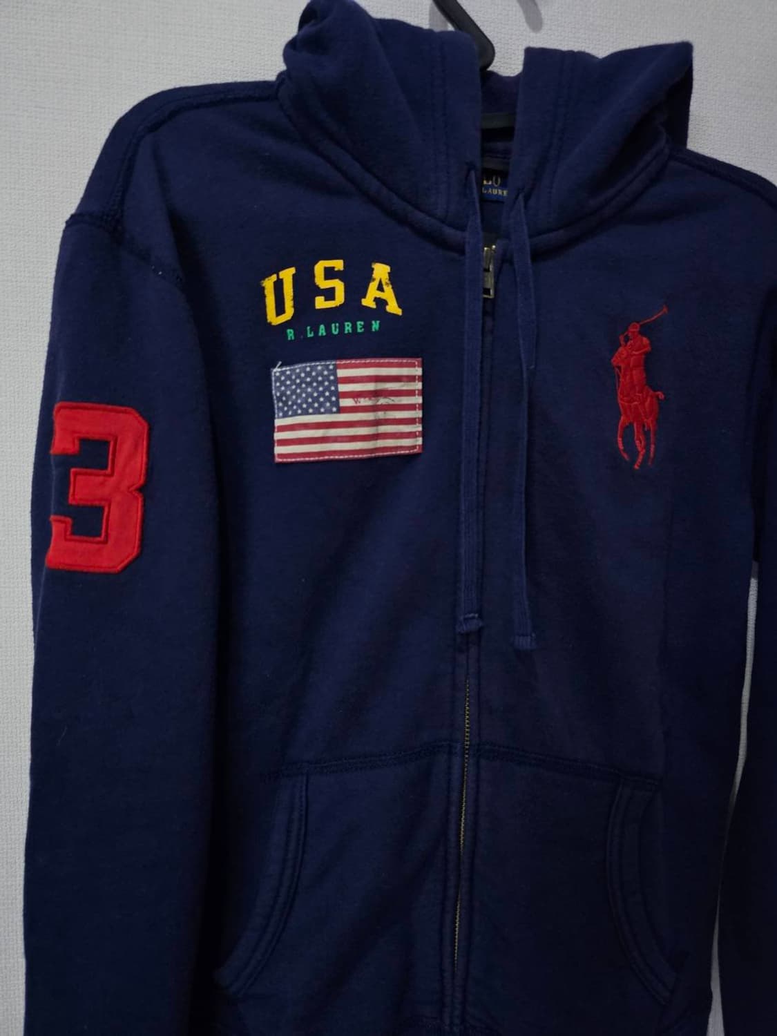 폴로 POLO 성조기 USA 후드집업 85~90/XS~S 상품이미지2