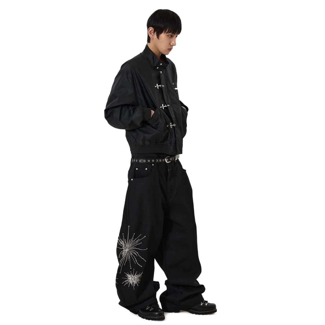 TWILIGHT BEAD WIDE VOLUME PANTS - BLACK 상품이미지3