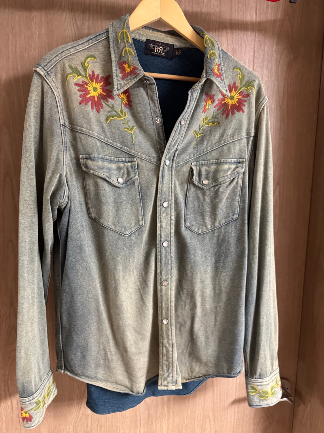 더블알엘(RRL) 슬림핏 임브로이더 데님 웨스턴 셔츠 L사이즈 상품이미지2