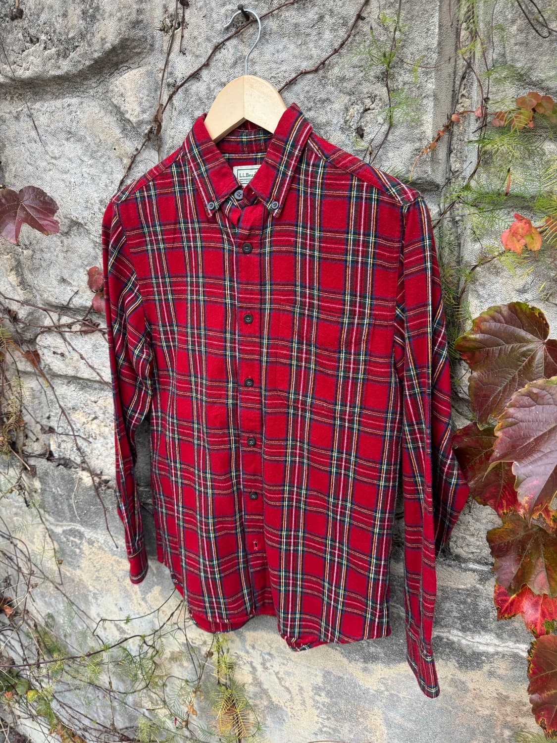 엘엘빈 빈티지 레드 체크 플란넬 셔츠 s 상품이미지3