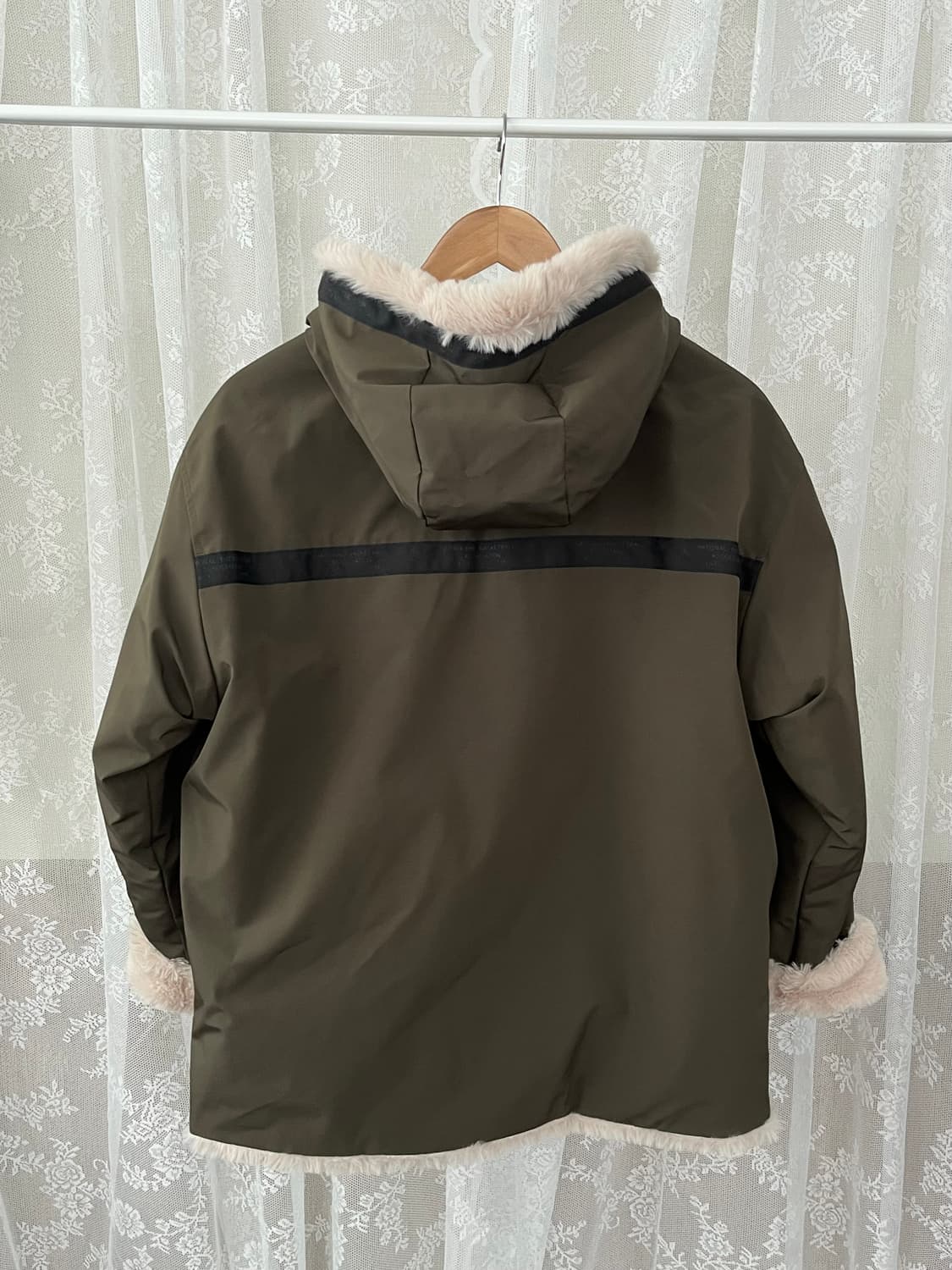 S) NBA 리버시블 퍼 자켓 카키 상품이미지2