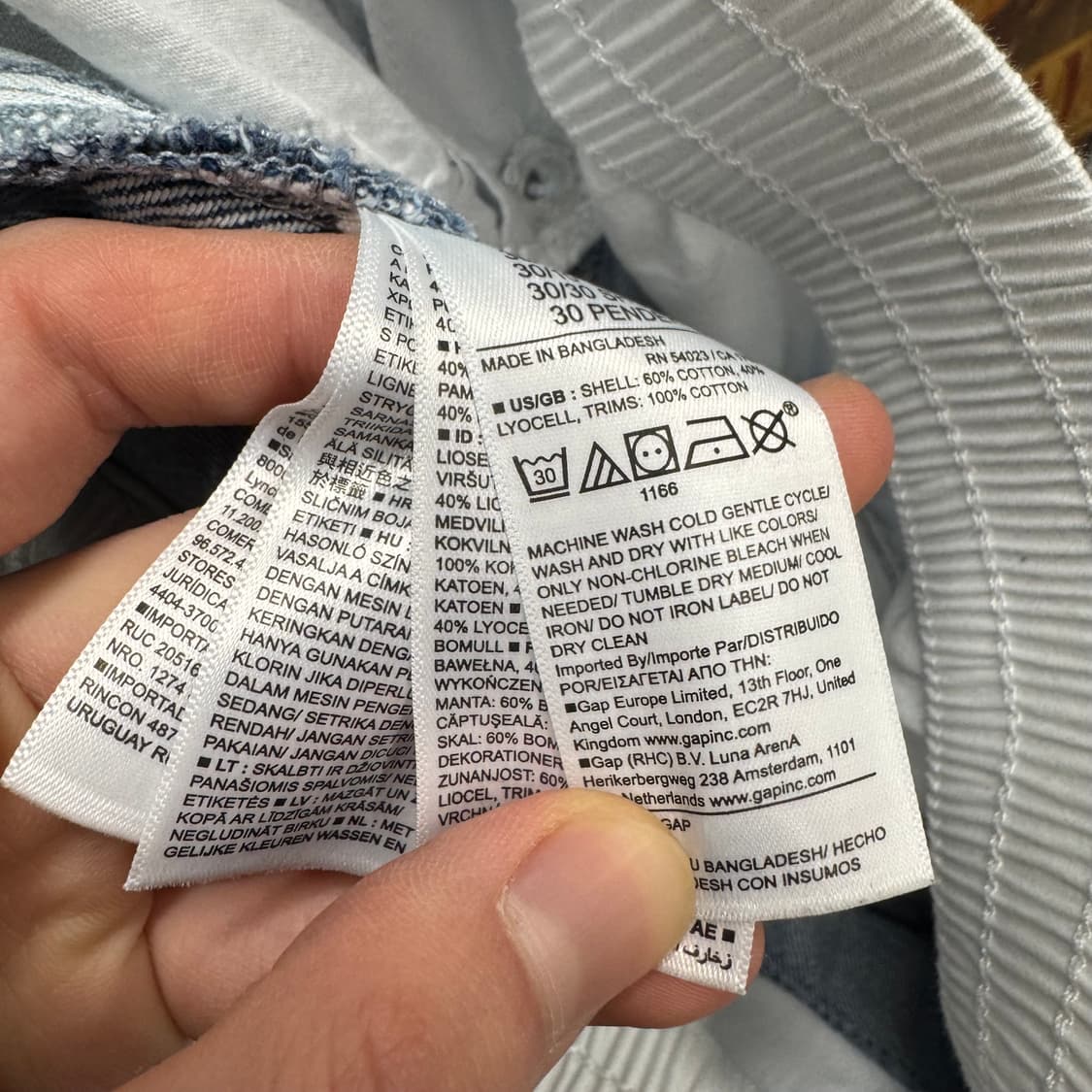 GAP 미드라이즈 데님 배기 팬츠 허리 밴딩 포인트 연청 상품이미지7