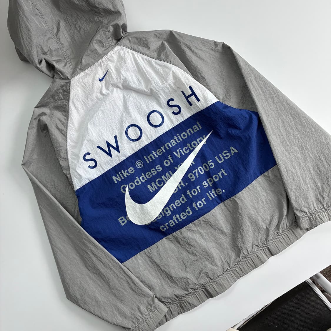 Nike 나이키 우븐 더블 스우시 실버네이비 윈드브레이커 상품이미지5