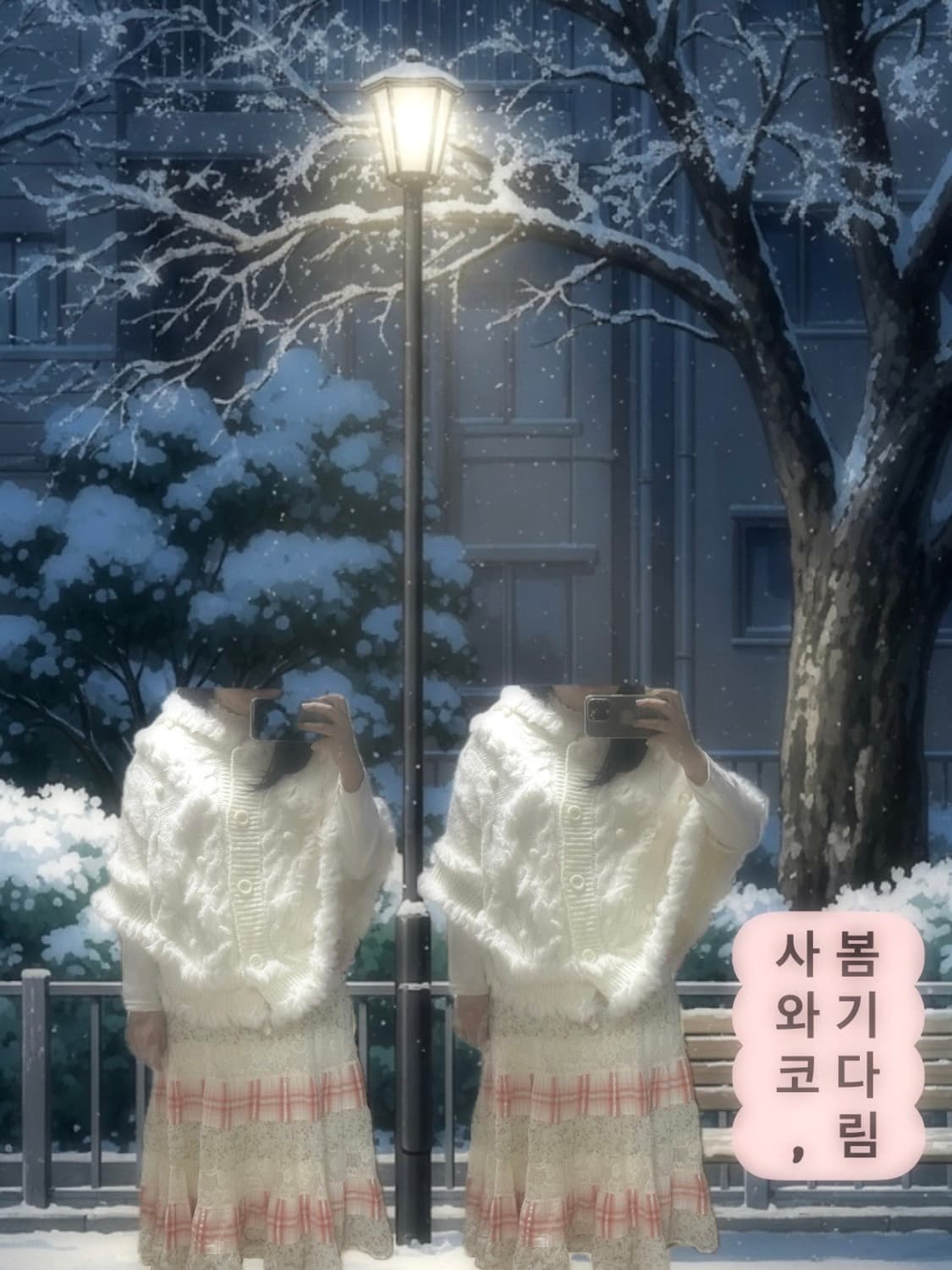 빈티지 폼폼 화이트 아이보리 케이프 모리 모리걸 사와코 코디 상품이미지4