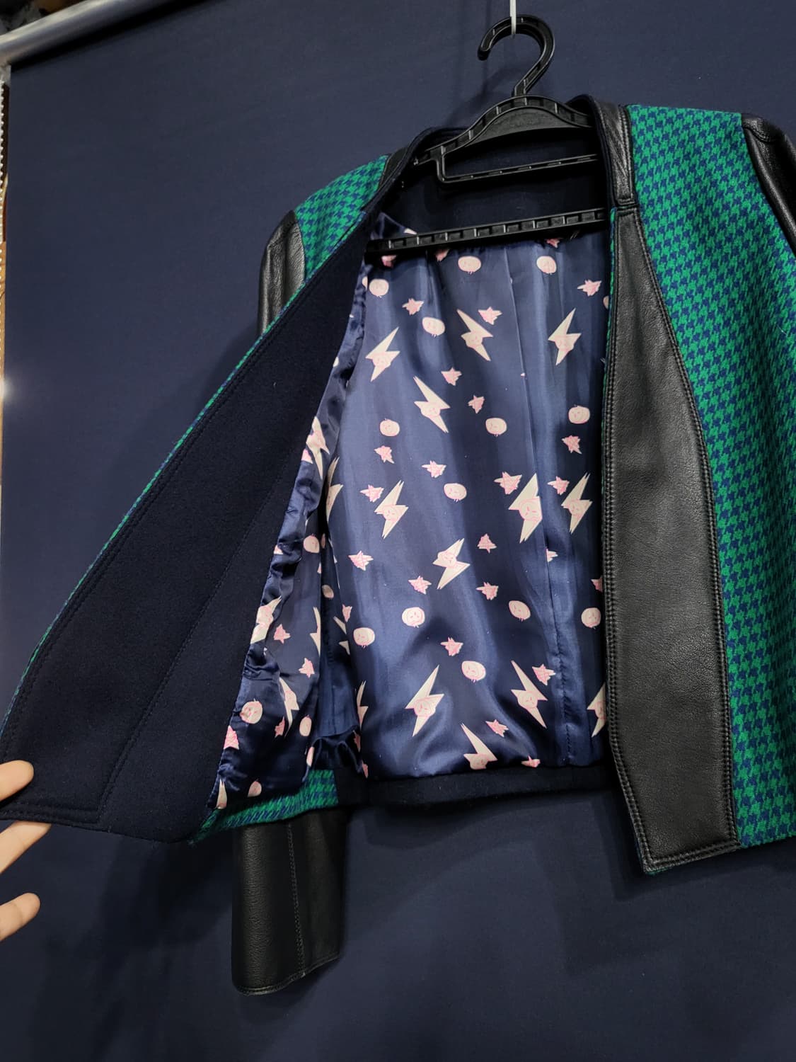 하운드투스 패턴 가죽자켓 상품이미지5