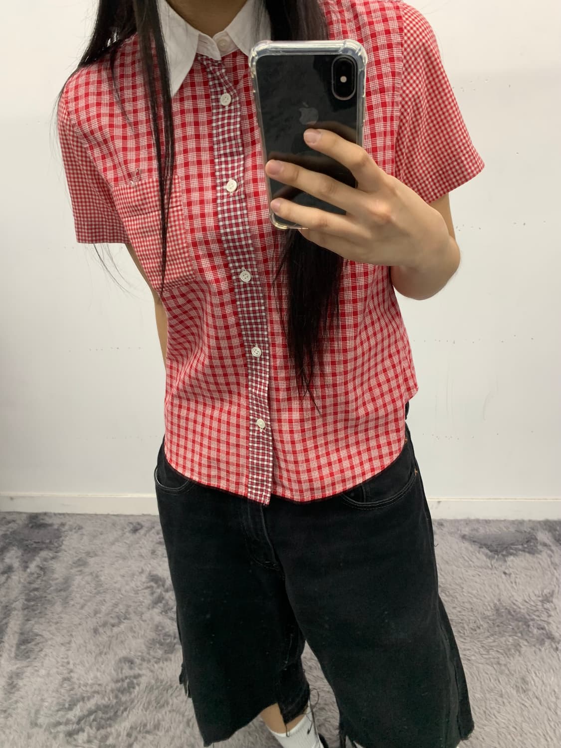 꼼데가르송 트리콧 체크 반팔셔츠 상품이미지2