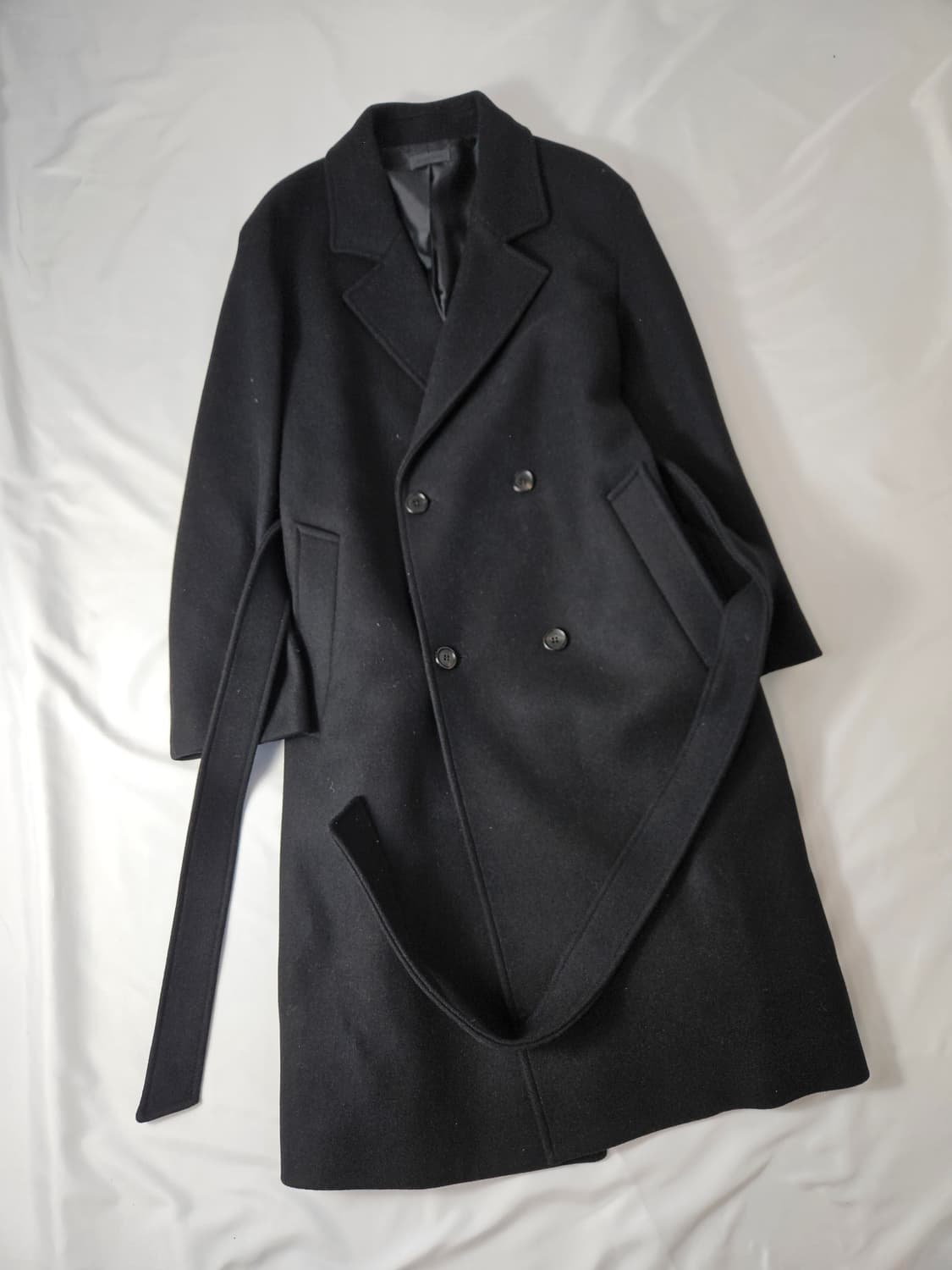 더티셔츠뮤지엄 캐시미어 트렌치코트 롱자켓 M 블랙 상품이미지1