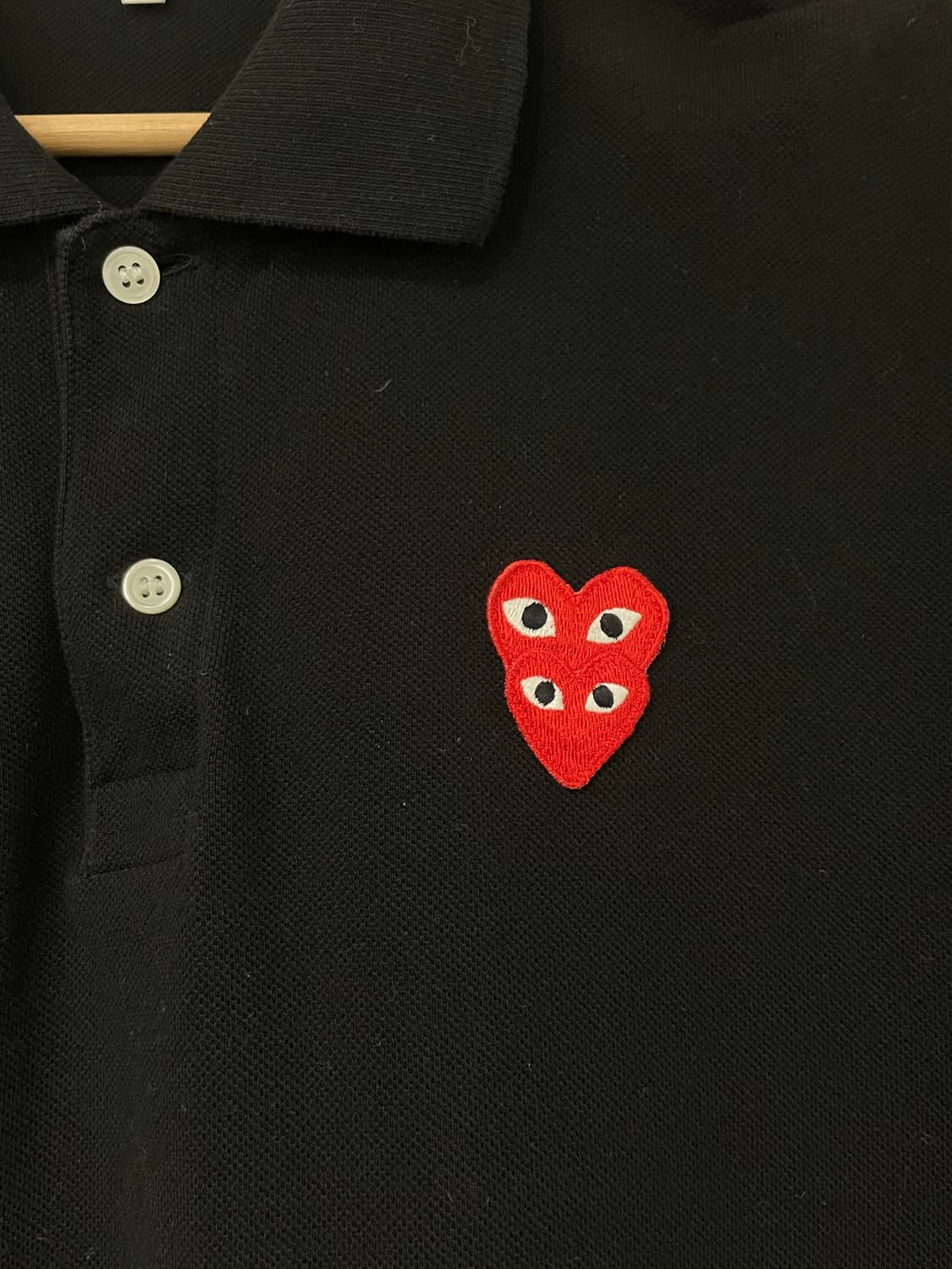 꼼데가르송 PLAY 더블와펜 블랙 카라티 XL 상품이미지2